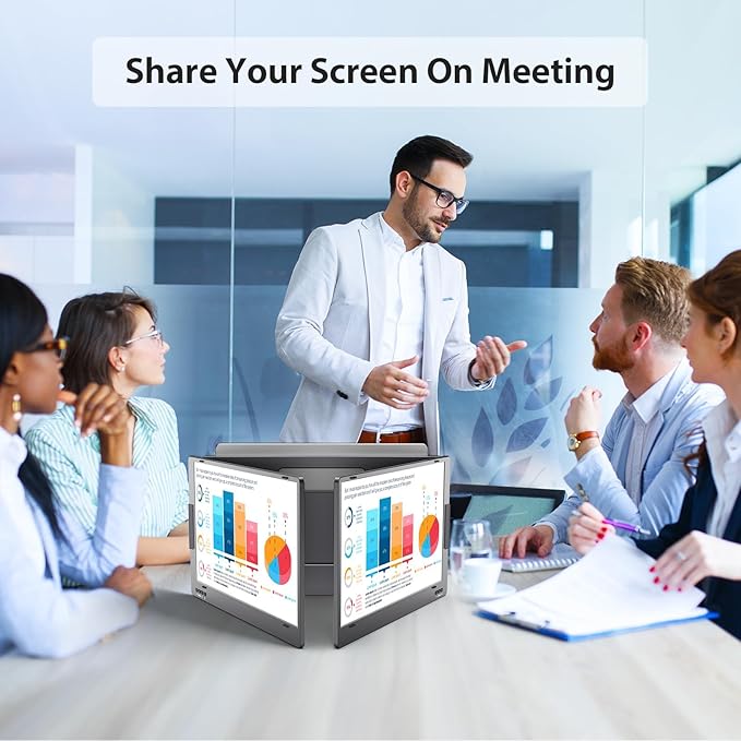 KYY Laptop Screen Extender, 14'' FHD 1080P USB-C Portable Monitor, IPS Computer Monitor, Dual Monitor for Triple Screen, for 12"-16" Laptop (Mac, Wins, Android) Driver Need