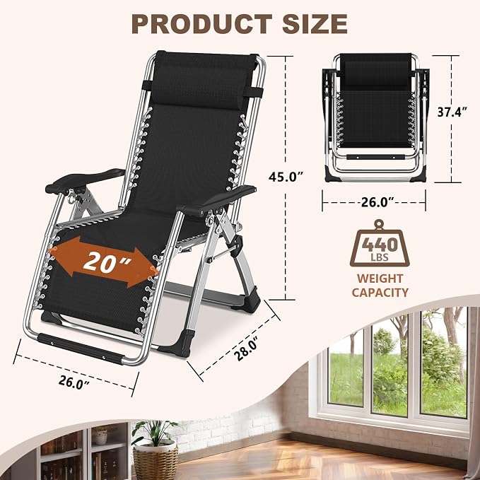 Comfy Folding Recliner Chair -Bedroom Living Room Chairs | Patio Lounge Chair with Removable Cushion for Indoor Outdoor