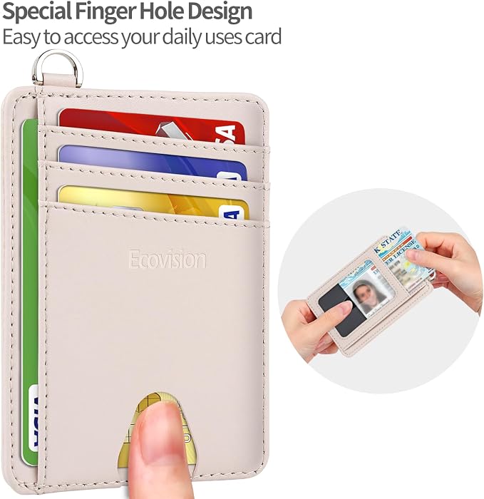 Slim Minimalist Front Pocket Wallet, RFID Blocking Credit Card Holder Wallet with Detachable D-Shackle for Men Women