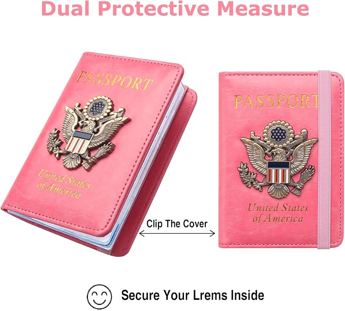 Premium Passport Holder for Travel RFID Blocking Passport Cover Slim | Passport Cover for Women Men Leather US Passport Wallet Case for Travel Passport Book Cover Travel Document Organizer Carrier