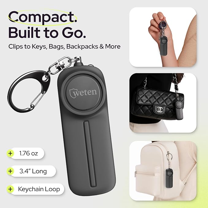 Personal Safety Alarm Keychain for Women 130dB, 3 Pack, Black Pink Blue | LED Light, Panic Pin, Self-Defense Siren Device, Emergency Whistle Alternative for College, Travel, and Night Walk