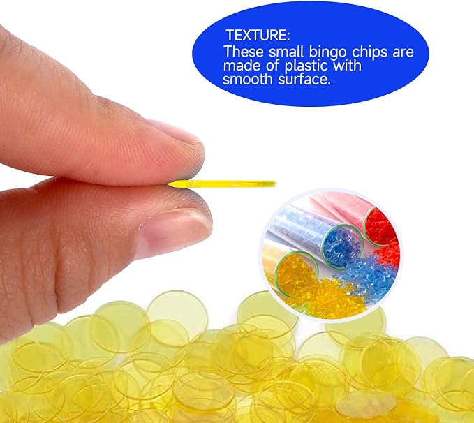 GSE Games & Sports Expert Games & Sports Expert 2,000 Pieces 3/4-Inch Yellow Bingo Chips, High-Contrast Transparent Counting Chips for Bingo Games, Parties