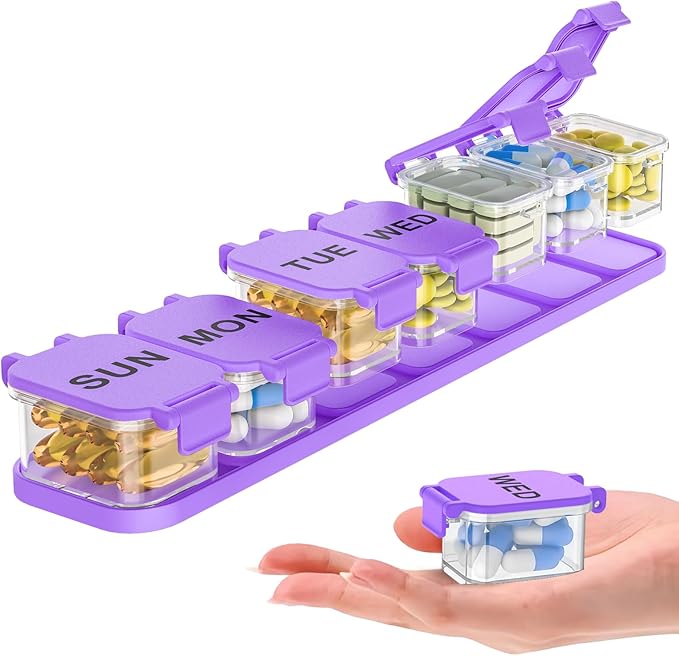 Extra Large Weekly Pill Organizer - Waterproof 7-Day Pill Box, Portable Vitamin & Supplement Case, Easy to Open Design, Ideal for Travel and Daily Medication Management