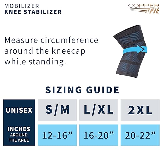 Copper Fit Mobilizer Knee Sleeve – ProSeries with Removable Side Stabilizers Knee Support for Advanced Recovery – Mobility, Knee Pain, Swelling, Inflammation, Circulation, Arthritis, Tendonitis (S/M)