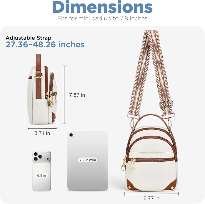 Anti Theft Crossbody Bag for Women RFID Small Purse Travel | Secure Crossbody Phone Purse with Handle, 5 RFID Slots, 7-Pocket Fits 7.9" Tablet, Adjustable Strap, Hands-Free Everyday
