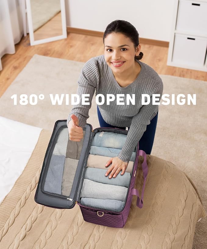 Weekender Bags for Women, Wide Open Large Travel Duffle Bag with Shoe Compartment, Overnight Carry on Bag Personal Item Travel Bag with Wet Pocket (Dark Purple)