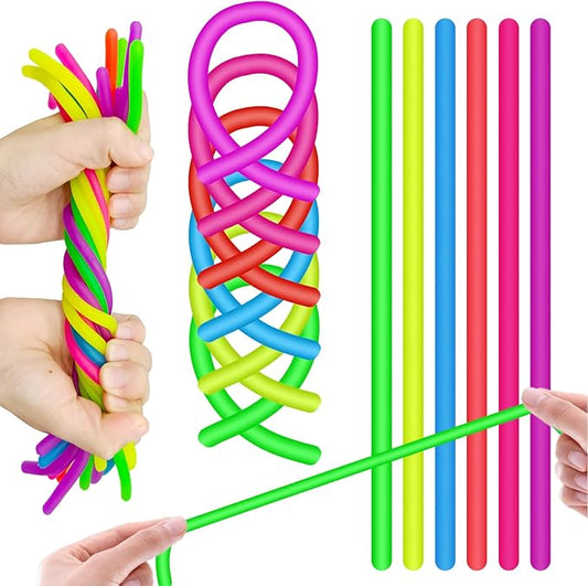 168Pcs Colorful Monkey Noodles Toys Squeeze Release Anxiety for Kids and Adult as Party Bag Fillers Party Favors Birthday Gifts for Kids and Classroom Rewards