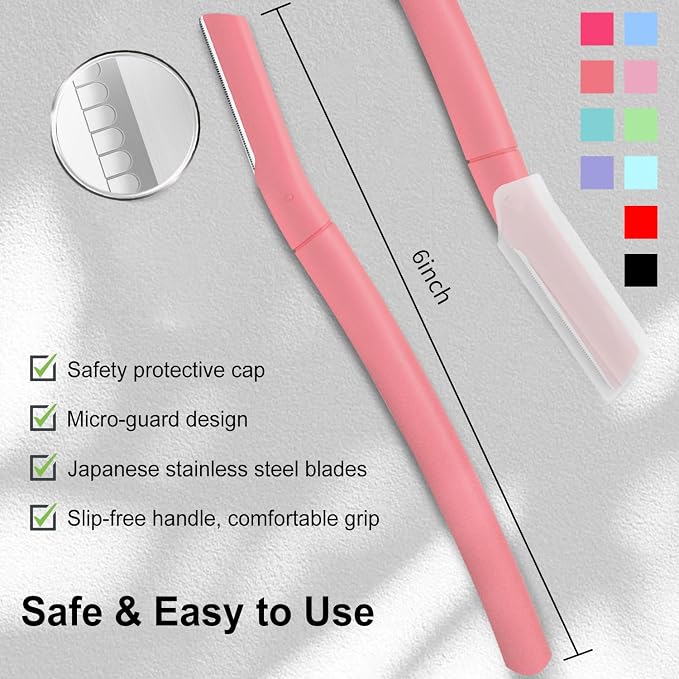 Dermaplane Razor for Women, Facial Razor, Peach Fuzz Remover, 10ct Blush | Disposable Dermaplaning Tool for Facial Hair Removal & Exfoliation, Microblade Design, Easy Replacement for Home & Travel