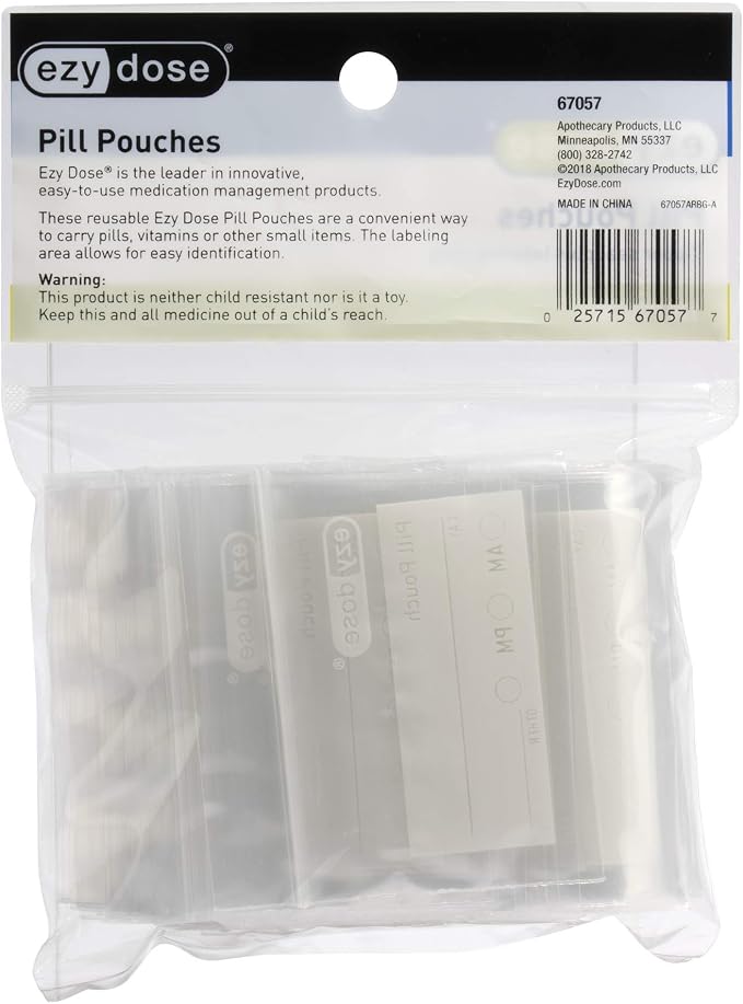 EZY DOSE Disposable Pill, Vitamin, and Daily Medicine Organizer Pouches, Zippered Seal Baggies, Pocket Sized and Travel Friendly, Easy to Use, Write on Label, 100 Count, BPA Free | Vitamin and Daily Medicine Organizer Pouches, Zippered Seal Baggies, Po...