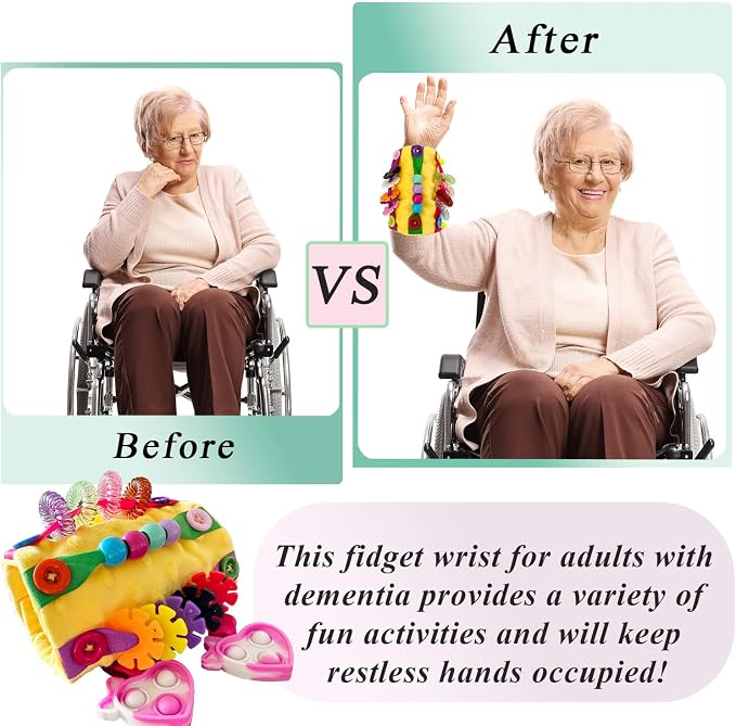 Sensory Aids for Alzheimer Patients for Therapy and Anxiety Relief Autistic Dementia Sensory Mat Fidget Wrist Cuff ASD ADHD OCD (Orange)