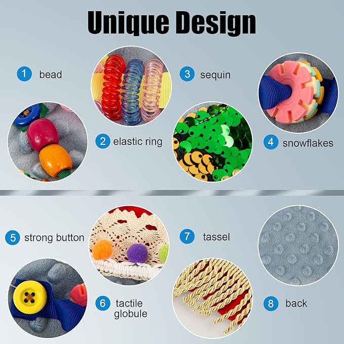 Sensory Blanket for Adults with Dementia, Dementia Activities for Seniors, Alzheimer's Products, Sensory Board with Buttons & Textures, Anxiety Relief Gifts for Elderly