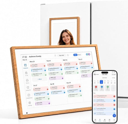 10.1" Digital Calendar – Touchscreen Smart Family Planner, Wall & Desktop | No Subscription Smart Wall Calendar with Chore Chart, Digital Photo Frame, Syncs with Google Calendar, Weekly & Monthly View
