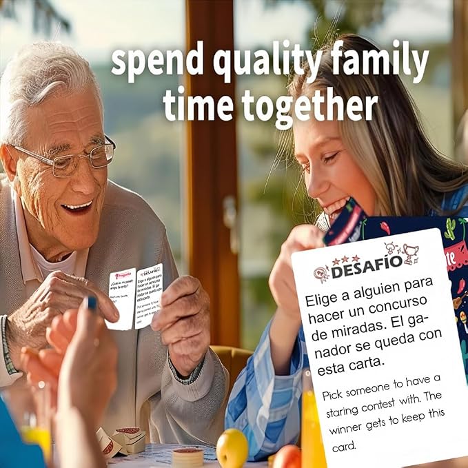 Spanish-English Family Games for Parties | Bilingual Conversation Cards | Fun Board Games for Parties and Evening Entertainment