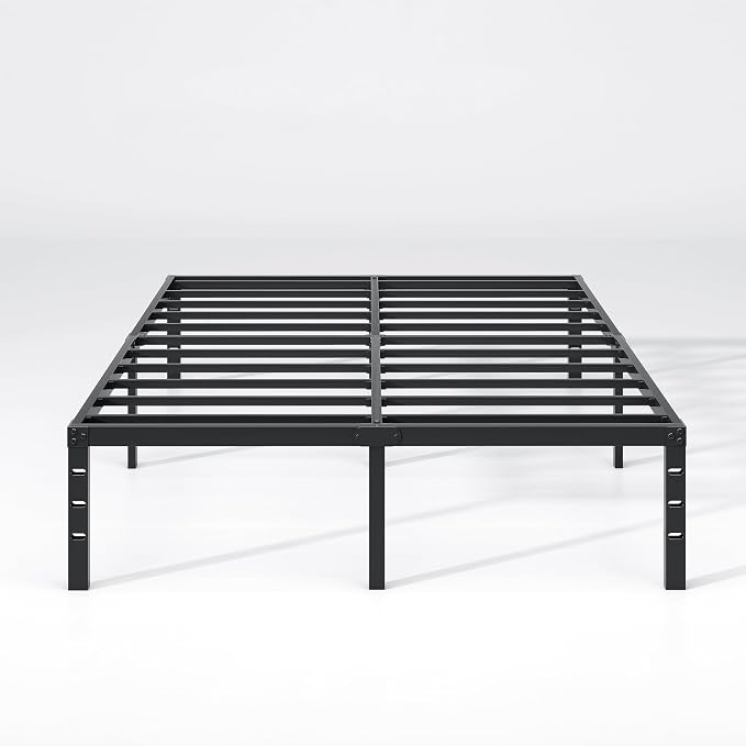 NEW JETO Metal Bed Frame,King Size Bed Frame with Storage Space,14 Inch | Heavy Duty Sturdy Mattress Foundation,Easy Assembly,No Box Spring Needed, Black,Bedroom Furniture