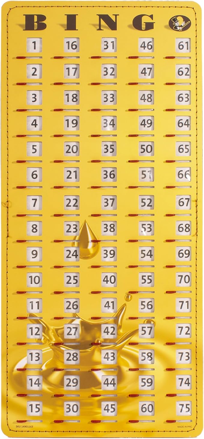 MR CHIPS Jam-Proof Finger Tip Master Bingo Card with Sliding Windows Large Cardboard Calling Cards Gold Rush Style