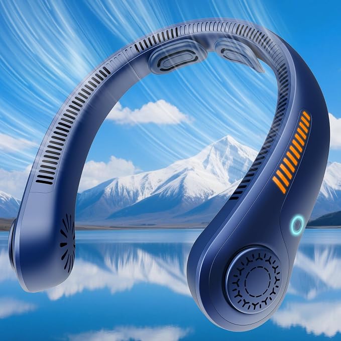 Portable Neck Fan Rechargeable Wearable Personal Fan Blow Cold Air, 5 Speeds, USB Battery, Neck Cooler with Neckbrace, Gift for Men Women, Sports, Gardening, Home, Outdoors, Travel, Camping