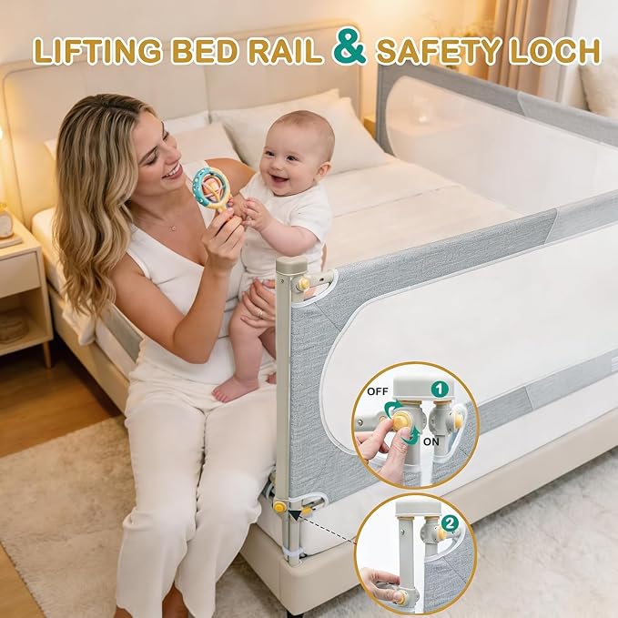 Bed Rail for Toddlers King Mattress Size Swing Down Side Rail Guard Rail for Kids