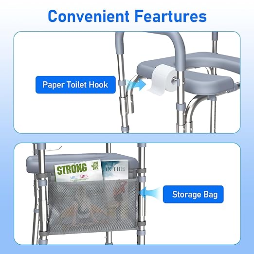 Raised Toilet Seat with Handles,Adjustable Height & Width 400lb Capacity Toilet Seat Risers,Secure Support for Seniors, Bariatric & Disabled,Fit Any Toilet for Easy & Independent Use