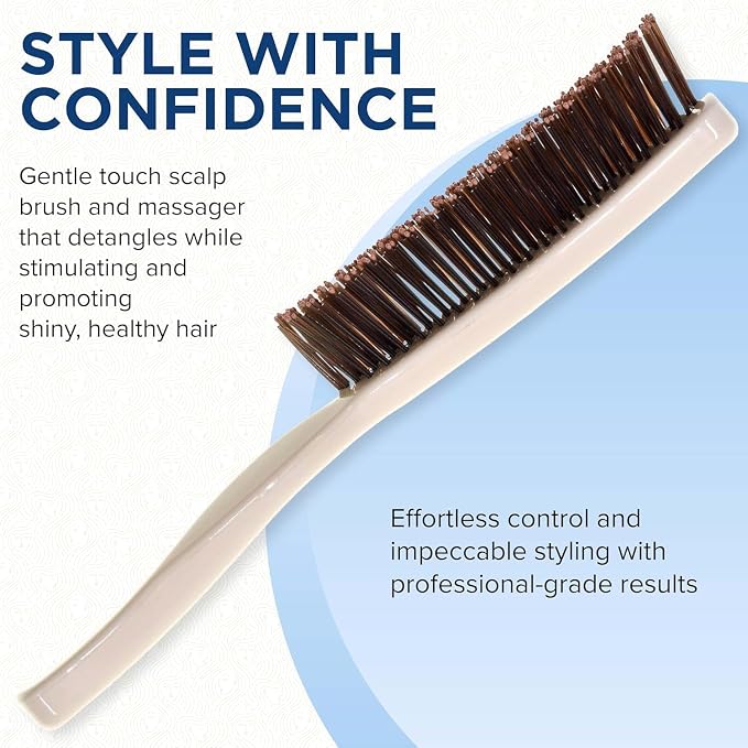 Giorgio GIO1IVY - GIO2IVY Ivory Gentle Touch Detangler Hair Brush for Men Women and Kids. Soft Bristles for Sensitive Scalp. Travel Brush, Wet and Dry for all Hair Types. Scalp Massager Brush