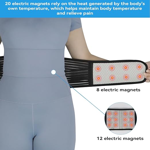 Back Support with Magnet, Tourmaline Magnetic Back Braces for Lower Back Pain Relief, Self Heating & Soothing Back Support Belt, Lumbar Support Belt for Herniated Disc/Sciatica (Small)