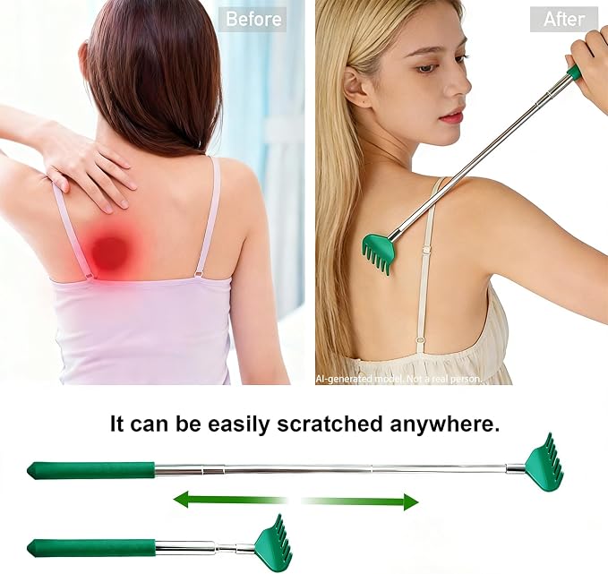 2 Pack Back scratchers Set,Stainless Steel Back Scratcher Extendable | for Back,Neck,Shoulders,Beautiful Present Packaging Gifts for Thanksgiving,Christmas (Green)