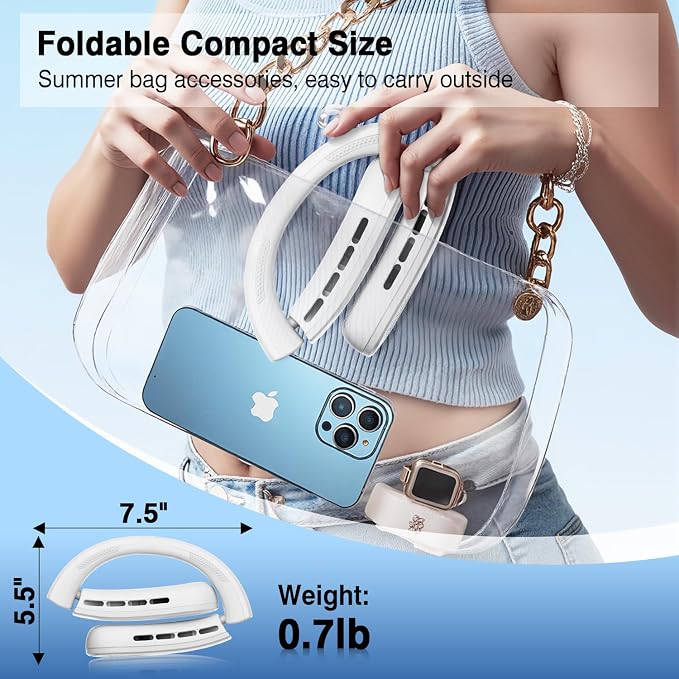 ChillGo Portable Neck Fan, 8400 RPM Enlarged Turbo Airflow, 5200mAh Personal Wearable Fan - Max 16H Cooling, LED Display, 4 Speeds, Foldable, Gifts for Men Women - Iceland Frost