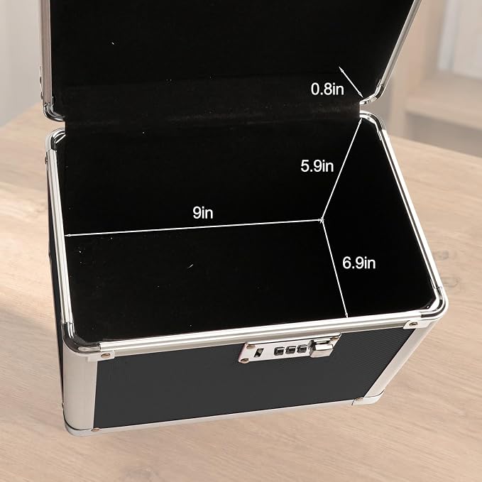 lock box with code, Large Lock Box for Storing Medications & Valuables with Code, 10x8x7.25 Inch Aluminum Alloy Locked Storage Box