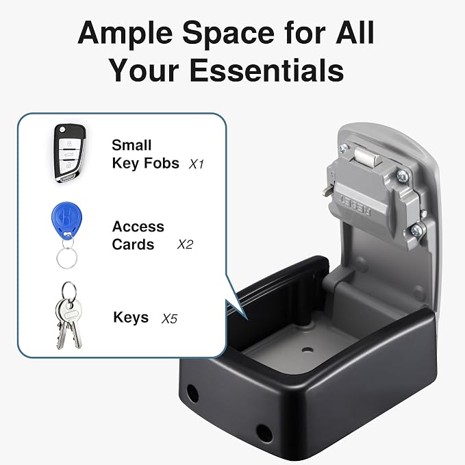 Puroma Key Lock Box, Lockbox for Keys Outdoor Combination Security Lockbox Outside Portable Storage Safe Box for Realtor and Rental, Home Office Apartment Door Handle House Key