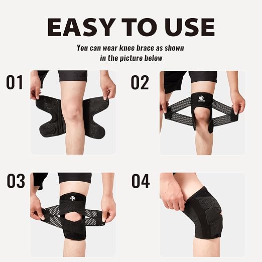 Knee Brace with Side Stabilizers for Knee Pain, Adjustable Knee Support for Meniscus Tear ACL MCL Arthritis Injury Recovery, Breathable Knee Wrap for Men & Women, Workout, Sports (Black, XX-Large)
