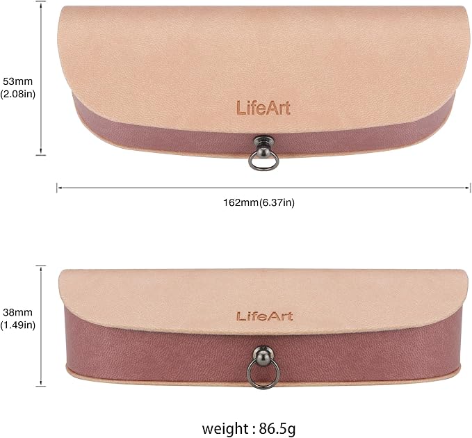 LifeArt Eyeglass Case Hard Shell, Portable Sunglass Case, Fashionable PU Leather Eyeglass Case, Lightweight