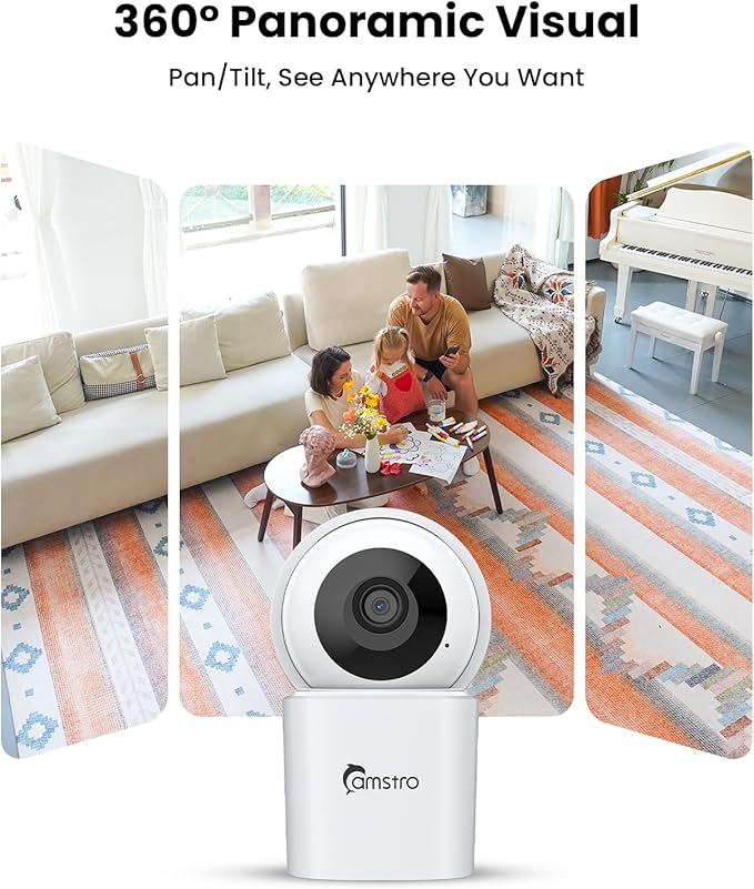 3K Indoor Security Camera 2 Pack, 360° Pan/Tilt WiFi Camera for Home Security, 2.4/5GHz Pet/Dog/Baby Camera with Phone App, Night Vision, Two-Way Audio, 24/7 SD/Cloud Storage, Works with Alexa