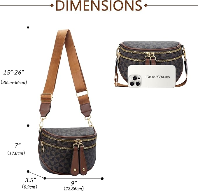 KKXIU Crossbody Bags for Women Vegan Leather Travel Bum Bag | Trendy Fanny Waist Pack | Shoulder Purse with Adjustable Strap