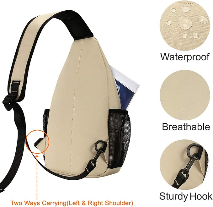 MOSISO Small Sling Bag for Men, Crossbody Shoulder Chest Daypack Bag | Sling Backpack for Casual Travel Hiking