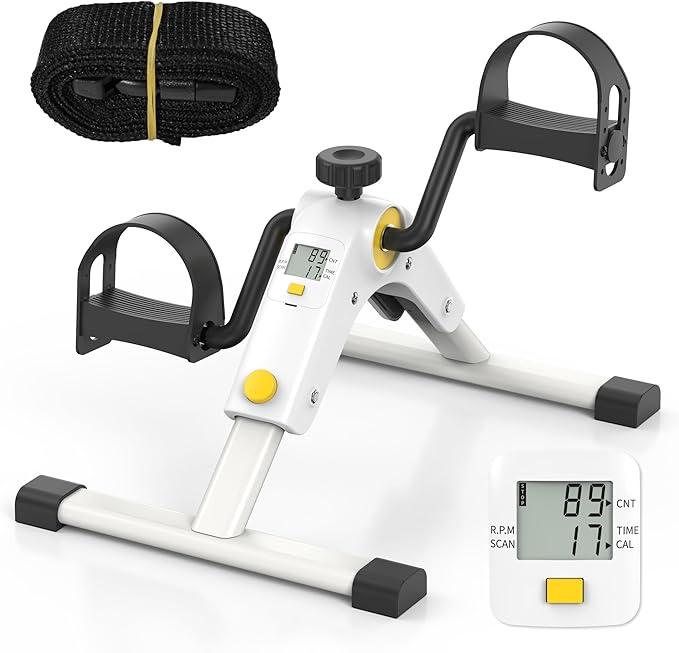Folding Exercise Bike Pedal Exerciser Portable Desk Bike with LCD Display for Arms and Legs Workout