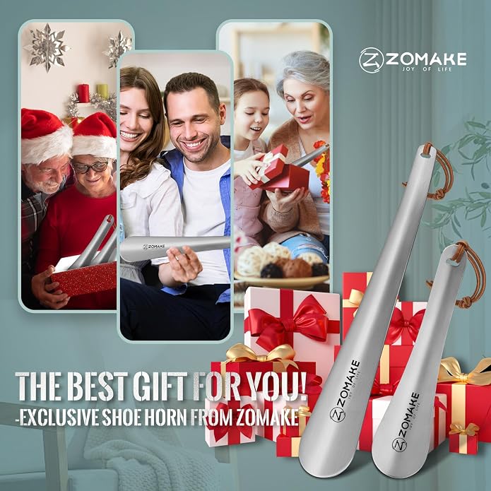 ZOMAKE Shoe Horn Long Handle for Seniors Men Women,Metal Long Shoehorn for Boots, Shoe Spoon Helper