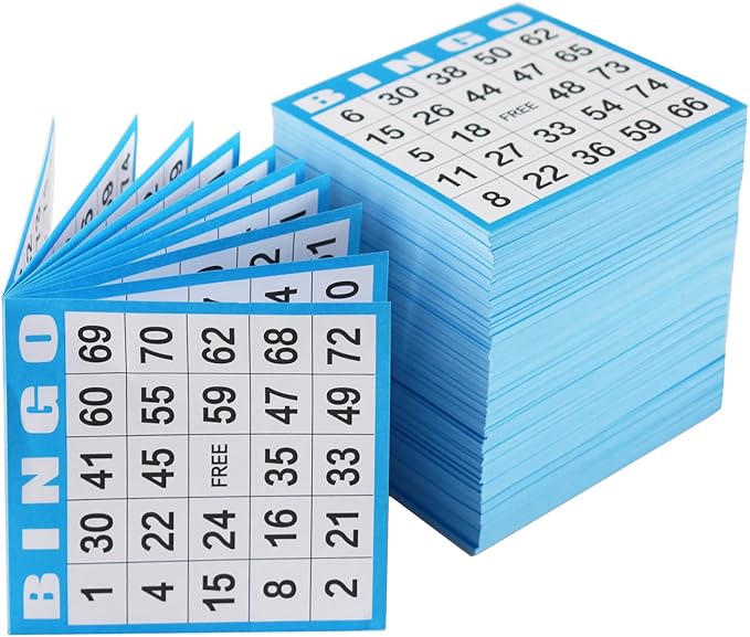 SEETOOOGAMES Bingo Paper Game Cards - 1 on Blue Card - 1000 Sheets (100 Books of 10 Sheets)