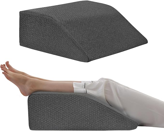 Bedluxe Leg Pillow Elevation, Leg Wedge for Blood Circulation, Leg Elevating Pillow for After Surgery, Memory Foam Foot Knee Pillow for Sleeping 23.6×16.8×8 Inch Black