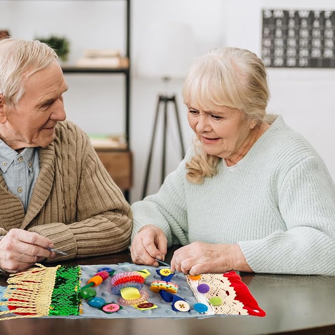 Sensory Blanket for Adults with Dementia, Dementia Activities for Seniors, Alzheimer's Products, Sensory Board with Buttons & Textures, Anxiety Relief Gifts for Elderly