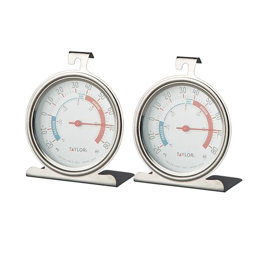 Taylor Large Dial Refrigerator Freezer Thermometer 2 Pack, 3 Inch Stainless Steel Fridge and Cooler Thermometer, Kitchen Appliance Temperature Gauge, Silver