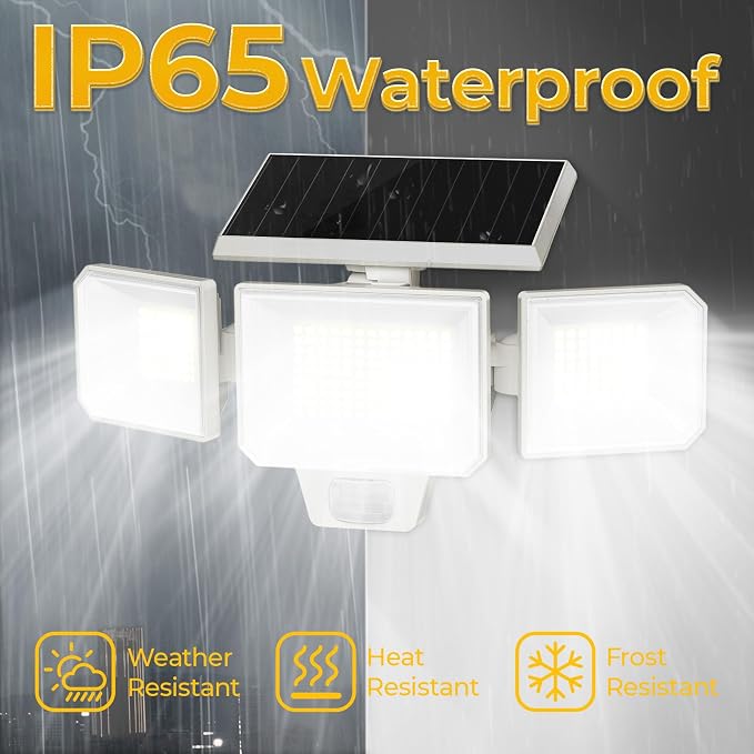 Solar Motion Sensor Lights, Remote Control, 3 Modes, 2 Pack | IP65 Waterproof LED Security Flood Light, Solar Powered Outside Wall Light for Porch, Garage, Garden, Lawn and Backyard Yard
