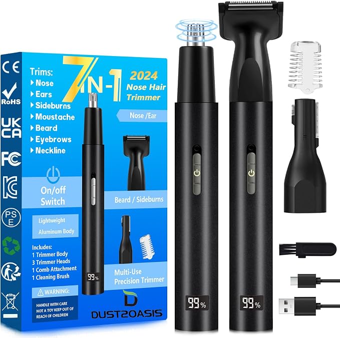 Nose Hair Trimmer for Men Women-2026 All-in-1 Professional Use for Nose Ear Hair Trimmers Clipper Pro-14,000RPM Motor,2 hrs Rechargeable Hair Trimmer Set with Dual Edge Blades,Black