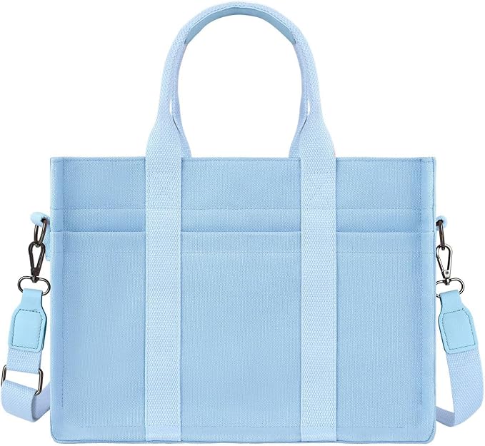 FIORETTO Canvas Tote Bag for Women with Zipper Closure & Individual Compartments for Work College for Teacher & Nurse