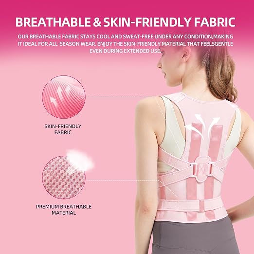 Posture Corrector for Women and Men, Back Straightener Posture Brace for Pain Relief, Back Belt Support with Adjustable Shoulder Straps and Height for Scoliosis Hunchback