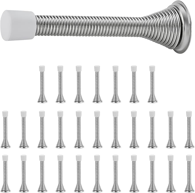 Ravinte Door Stoppers, 30 Pack Spring Door Stops with Rubber Bumper, Satin Nickel Door Stoppers for Bottom of Door