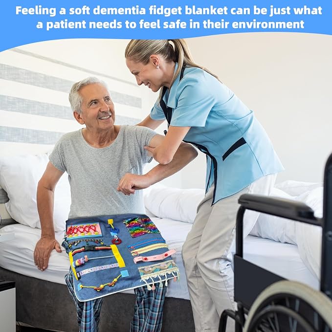 Fidget Apron for Elderly, Fidget Blanket for Adults with Dementia, Dementia Products for Elderly, Sensory Blanket for Dementia Patients or Alzheimer, Dementia Gadgets Apron