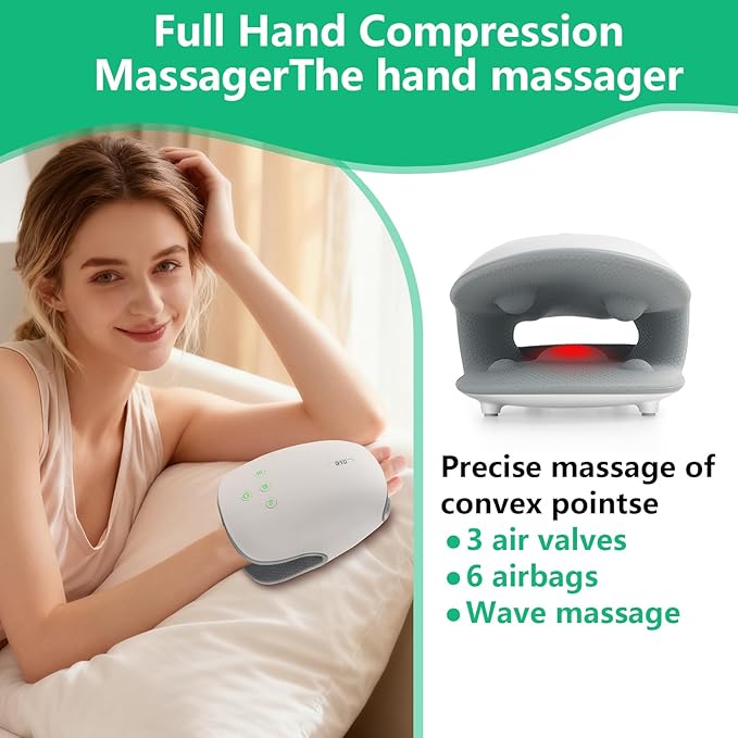 Hand Massager with Heat and Compression,Hand Massager for Arthritis and Carpal Tunnel,Wrist Finger Massager Christmas Gifts for Women Mom Or Senior Citizens