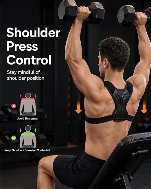 Workout Posture Corrector for Men, Upper Back Gym Trainer | Y-Back EVA panel, adjustable foam straps, gentle upper-back reminder for chest, shoulder and back workouts