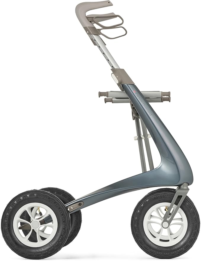 byACRE Carbon Overland/All Terrain Carbon rollator/Big Pneumatic Wheels/Lightweight at only 14.8 lbs/Foldable with seat