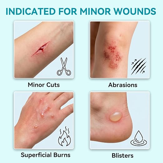 Dimora 50 Pcs Hydrocolloid Bandages 2" x 2" for Wound Care, Wound Dressing Small Hydrocolloid Gel Bandages for Burn, Blister, Acne Care, First Aid Kit Essential