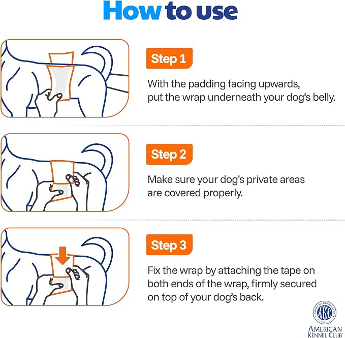 American Kennel Club Male Dog Wrap, Disposable Diapers with Wetness Indicator, X-Small, 50 Count